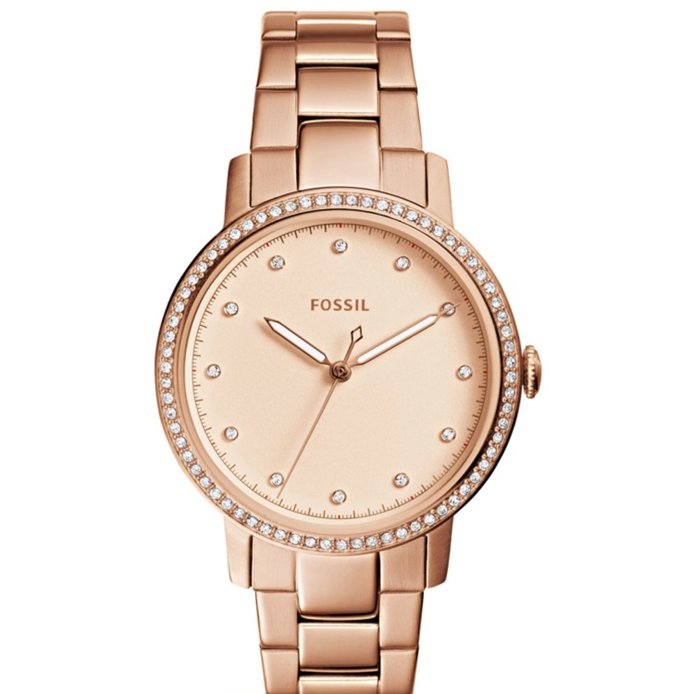 NEELY THREE HAND ROSE GOLD STAINLESS STEEL WATCH